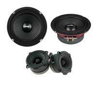 KIT Set pour DS18 avec 2 midrange Pro-X6.4M 16,5 cm 4 ohm 250 Watts rms 500 Watts Max + 2 tweeters PRO-TW120B 7,9 cm 4 ohm 120 Watts rms 240 Watts Max, pour Voiture, kit Paire