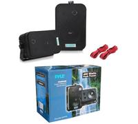 KIT Set pour Pyle PDWR40B, 2 Enceintes étanches Noires, 200 W RMS, 400 W Max, 4 ohms, pour piscines, Bateaux, Maisons, Restaurants, pizzerias, hôtels, Bars, Pubs, Paire + câbles offerts