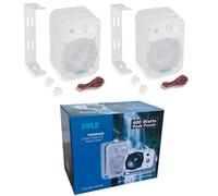 KIT Set pour Pyle PDWR40W, 2 Enceintes Blanches, 200 W RMS, 400 W Max, 4 ohms, pour piscines, Bateaux, Maisons, Restaurants, pizzerias, hôtels, Bars, Pubs, Paire + câbles offerts
