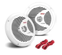 KIT Set pour Pyle PLMR80W, 2 Haut-parleurs Double cône de 24,4 cm 244 mm 8", 90 Watt rms et 180 Watt Max., pour Utilisation Marine, étanches, Piscine, Bateau et hôtel, Blanc, Paire + câbles offerts