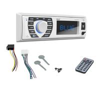 KIT Set pour Pyle PLRMR23BTW autoradio Single DIN, récepteur AM/FM, stéréo, AUX/USB/MP3/WMA, avec Bluetooth, pour Bateaux et canots pneumatiques, 1 pièce + Accessoires offerts