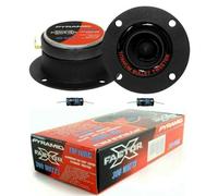 KIT Set pour Pyramid TW18BK 2 Super Tweeter Noir et Rouge 150 Watts rms 300 Watts Max à partir de 9,80 cm de diamètre avec Profondeur réduite 3,90 cm 98 DB spl, par Paire + condensateurs gratuits