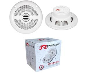 KIT Set pour Renegade RXM62W 2 Haut-parleurs Marins coaxiaux 2 Voies, 6,5" 16,5 cm 165 mm, 100 Watts rms 200 Watts Max, 3 ohm, étanche, mer, Bateau, Blanc, par Paire