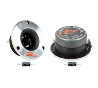 KIT Set pour SP Audio SPTW28 2 tweeters Ultra Slim 100 Watt rms et 200 Watt Max, diamètre 9,40 cm, sensibilité 107 DB, Profondeur Seulement 4,2 cm, par Paire + condensateurs gratuits