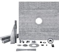 VEVOR Ensemble de bordure de douche, 1828 x 1828 mm, receveur de douche bride centrale en PVC, grille en acier inoxydable de 101,6 mm, membrane et bande imperméables, bâtons de pente de bac à douche