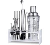Kit Shaker à Cocktails pour Barman avec Support, Shaker Boston, cuillère à mélanger, Pilon, doseur, Pince, Tire-Bouchon, ustensiles de Bar Professionnels
