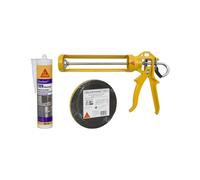 Kit SIKA pose fenêtre Mousse polyuréthanne - Mastic silicone 300ml - Pistolet manuel pour cartouche