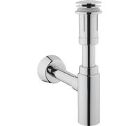 Kit siphon de vidage avec soupape pour lavabo, plastique aspect chromé, clic-clac | A45154
