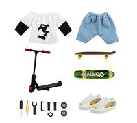 Kit Skatepark - Kit de skateboard à doigts, mini jouets de catastrophe en alliage ABS, planche de cascadeur durable, kit de jeu d'entraînement d'équilibre | Complet Finger Ramp Rails Scooter Cadeau