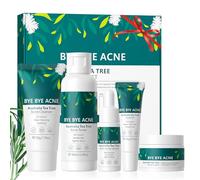 Kit Skincare Routine Anti Acné, Arbre à Thé Ensemble de Soins de la Peau | 5 Pièces Routine Voyage Visage, Anti-Imperfections Purifiant et Apaisant, Pour Peaux Acnéiques et Tendance Grasse