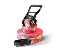 Kit slackline Secoroco - Longueur de 15, 25 ou 35 m et largeur de 5 cm - Motif unique « zig zig » - Sac de transport ou de gym tendance et protection pour arbres et cliquet inclus, 4260489520154, 15 m