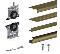 Kit SLID'UP 210 aluminium anodisé bronze pour 3 portes de placard coulissantes 16 mm - rail 2,7 m - 70 kg