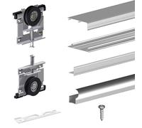Kit SLID'UP 210 aluminium anodisé naturel pour 3 portes de placard coulissantes 16 mm - rail 2,7 m - 70 kg