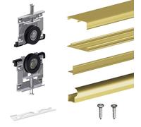 Kit SLID'UP 210 aluminium anodisé or pour 2 portes de placard coulissantes 16 mm - rail 1,8 m - 70 kg