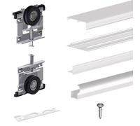 Kit SLID'UP 220 aluminium blanc pour 2 portes de placard coulissantes 18 mm - rail 1,8 m - 70 kg