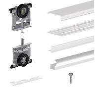 Kit SLID'UP 220 aluminium blanc pour 3 portes de placard coulissantes 18 mm - rail 2,7 m - 70 kg