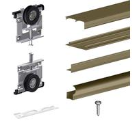 Kit SLID'UP 230 aluminium anodisé bronze pour 2 portes de placard coulissantes 19 mm - rail 1,8 m - 70 kg