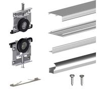 Kit SLID'UP 230 aluminium anodisé naturel pour 2 portes de placard coulissantes 19 mm - rail 1,8 m - 70 kg