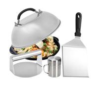 Kit Smash Burger 4 Pièces en Acier Inoxydable Salière Spatule Cloche à