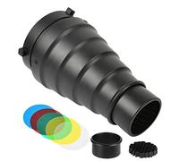 Kit Snoot Conique, Snoot Bowens Mount avec Tube de Faisceau Lumineux de Grille en Nid d'abeille Snoot et 5 Pièces Filtres de Gel de Couleur pour Photographie Flash Stroboscopique de Studio