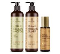 Kit soins quotidiens nourrissants huile d’argan MagiForet, shampooing 500ml + après-shampooing 500ml +sérum 100ml, sans sulfate ni paraben, doux & lisse, doux pour les cheveux crépus frisés colorés