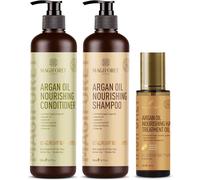 Kit Soins Quotidiens Nourrissants Huile Dargan , Shampooing 500ml + Après-Shampooing 500ml +Sérum 100ml, Sans Sulfate Ni Paraben, Doux & Lisse, Doux Pour Les Cheveux Crépus Frisés Colorés[H506]