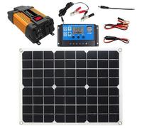 Kit solaire 12 V - Kit de panneau monocristallin, contrôleur de charge 30 A, système d'alimentation portable pour remorque, configuration marine RV, batterie de secours de batterie hors grille avec