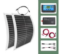 kit solaire 2000W, chargeur solaire haute performance, design résistant et étanche, 2 pièces avec onduleur