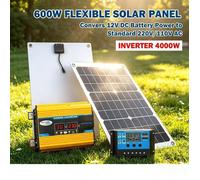 Kit Solaire Autonome 4000W Panneau Flexible 600W Onduleur Pur Sinus Régulateur MPPT 100A Pour Maison et Camping-Car
