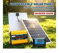 Kit solaire autonome 4KW avec onduleur à onde sinusoïdale pure, régulateur MPPT 100A et faisceau de câblage complet pour les besoins d'alimentation domestique et de camping-car Yellow 220V Kits