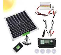 Kit solaire de 11,22 pouces, kit complet de panneaux solaires | Panneau solaire 50 W et système de conversion 220 W | Convertisseur d'énergie solaire DC 12 V AC 220 V avec port USB et lumière LED