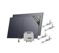 Kit solaire EcoFlow STREAM, Micro-onduleur 800 W solaire intelligent relié au réseau, panneaux solaires PV de 520 W*2 avec support de toit plat, contrôle via WiFi et APP, pour toit plat et jardin
