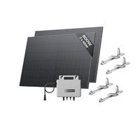 Kit solaire EcoFlow STREAM, Micro-onduleur 800W relié au réseau, panneaux solaires PV 400W*2 avec 2 support de toit plat, contrôle par application et WiFi, idéal pour toit plat et jardin