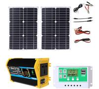 Kit solaire hors réseau 6000 W avec contrôleur de charge 50 A et double écran LCD for camping-car, bateau et alimentation de secours.(Black)