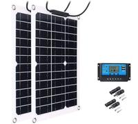 Kit Solar Pel 600w Monocristallin Solar Pel 18v Flexible Solar Pel 2 * 300w Solar Pels pour RV Bateau Car Carav Charge De Batterie, 60a