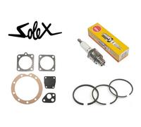 KIT SOLEX 2200 3800 5000 MICRON : JOINT + MEMBRANE + BOUGIE NGK B4H + SEGMENT PISTON VELOSOLEX CYCLOMOTEUR VINTAGE ANCIEN POMPE