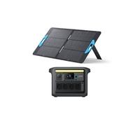 Kit Anker SOLIX C1000X Station électrique portable avec Panneau Solaire 100W, générateur solaire 4*AC 1800W Noir