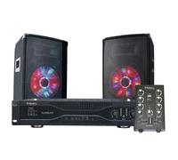 Kit Sono 2 Enceintes 10"" 2X250W + Table mixage USB/BT + Ampli + Micro