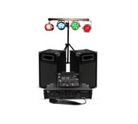 Kit Sono 300W Bm Sonic BMS-DJ300-USB-BT Initiation DJ Enceintes Ampli Table de Mixage Bluetooth, Kit d'éclairage 4 effet LED