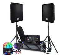 Kit Sono Amplificateur 1000W, Paire d'Enceintes Passives 2x300W, Table de Mixage, Pieds, Casque DJ, Câbles et Micro