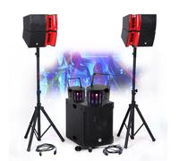 KIT SONO COMPLET 1200W BM SONIC, Salle des fêtes, 2 Enceintes, SUB 38cm USB/Bluetooth, Supports Câbles, Light LED