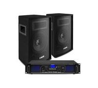 Kit Sono DJ 500W avec 2 Haut-Parleurs SL8 + Amplificateur Bluetooth FPL500 - Câbles Inclus, Fonction Bluetooth, Lecteur MP3, Un Kit Idéal pour Animer Toutes Vos Soirées