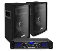 Kit Sono DJ 500W avec 2 Haut-Parleurs SL8 + Amplificateur Bluetooth FPL500 - Câbles Inclus, Fonction Bluetooth, Lecteur MP3, Un Kit Idéal pour Animer Toutes Vos Soirées