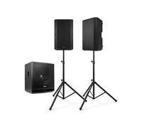VONYX Kit Sono DJ Actif 2.1-3200 Watts, Montage Facile et Rapide, 2 Pieds d'Enceintes Réglables, Câbles Inclus, Idéal pour Les DJs et Les Professionnels du Son