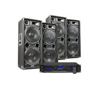 MAX212 Kit Sono DJ 5600W avec 4X Haut-Parleurs et Amplificateur Bluetooth - avec Fonction Bluetooth et Lecteur MP3, Télécommande, Idéal pour Animer Vos Soirées