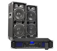 MAX28 Kit Sono DJ et Amplificateur Bluetooth 1600W - avec Fonction Bluetooth et Lecteur MP3, Télécommande Incluse, Un Kit Idéal pour Animer Toutes Vos Soirées