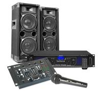Kit sono DJ MAX26 avec enceintes, amplificateur et table de mixage - 1200W, avec microphone sans fil inclus