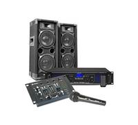 Kit sono DJ MAX26 avec enceintes, amplificateur et table de mixage - 1200W, avec microphone sans fil inclus