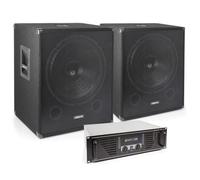 Enceinte Sono DJ Vonyx 2000W - Kit Sono DJ - Subwoofer avec amplificateur et câbles, idéal pour animer vos soirées