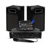 Kit Sonorisation 300W Bm Sonic BMS-DJ300-USB-BT Enceintes Ampli Table de Mixage Bluetooth USB, Microphone Câblages+Clé USB 32G